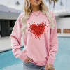 Long sleeved round neck heart-shaped printed pullover sweatshirt