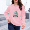 Cat printed hoodie with round neck