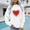 Long sleeved round neck heart-shaped printed pullover sweatshirt