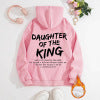 Kangaroo pocket hooded long sleeved fleece hoodie top with slogan print
