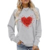 Long sleeved round neck heart-shaped printed pullover sweatshirt