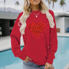 Long sleeved round neck heart-shaped printed pullover sweatshirt